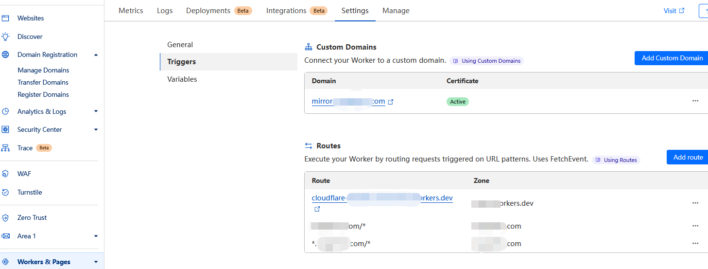 CF custom domain